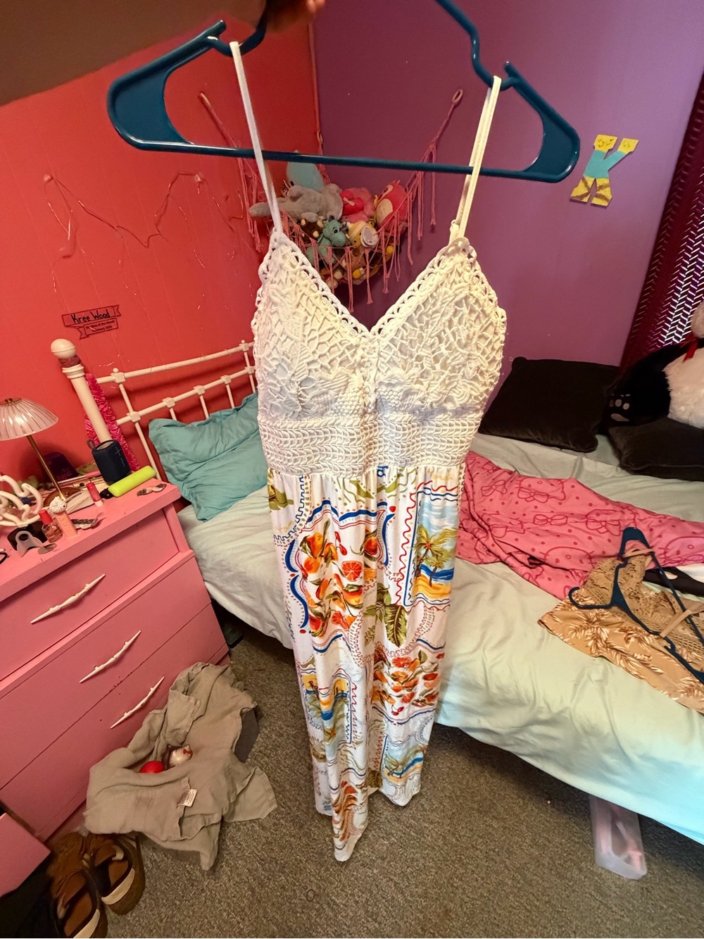 Derek Heart White Maxi Dress with Multi-Color Floral Print